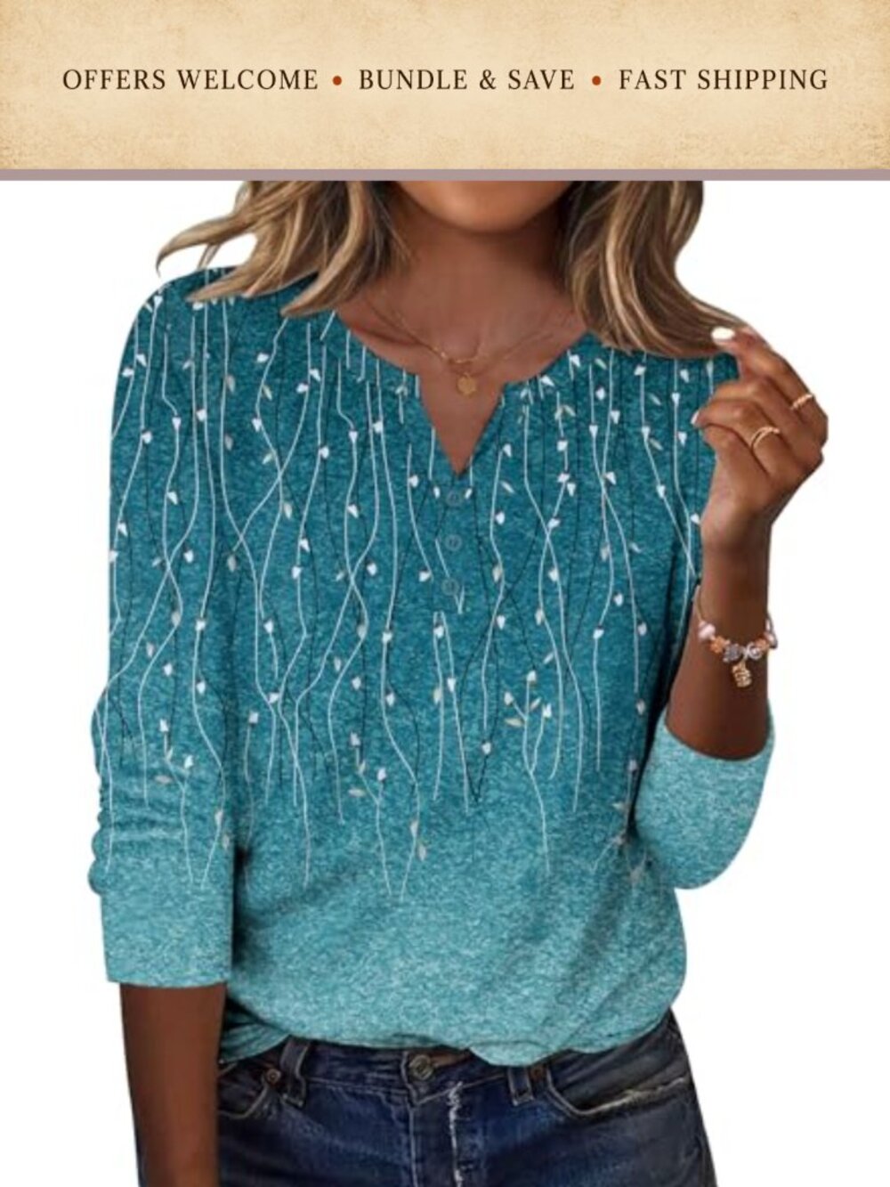 Women's Long Sleeve V Neck Tunic Top Casual Blouse for Work